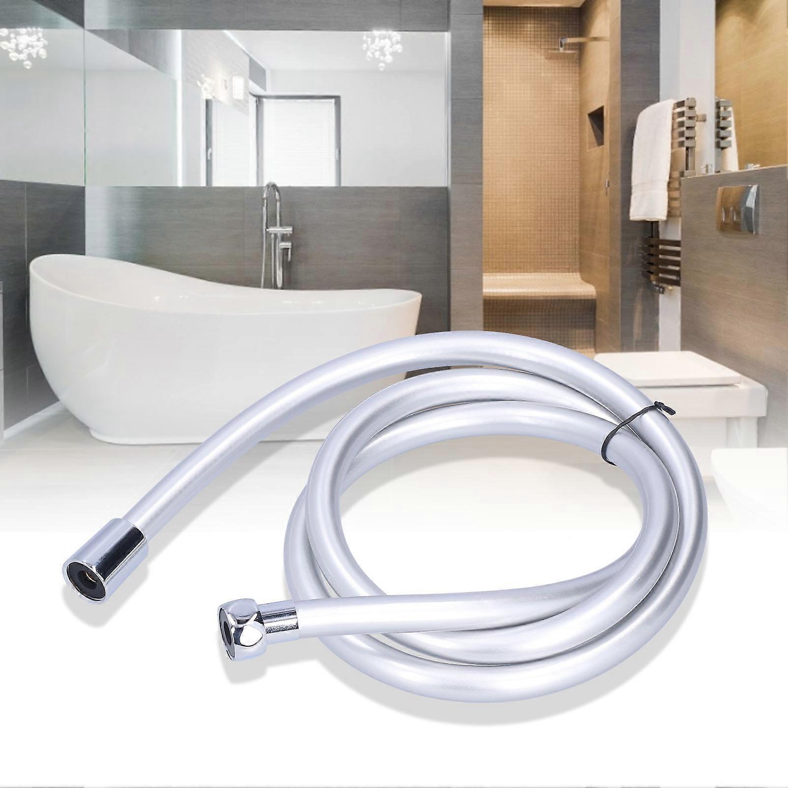 1.5m Silver PVC Shower Hose with Copper Connectors, Explosion Proof