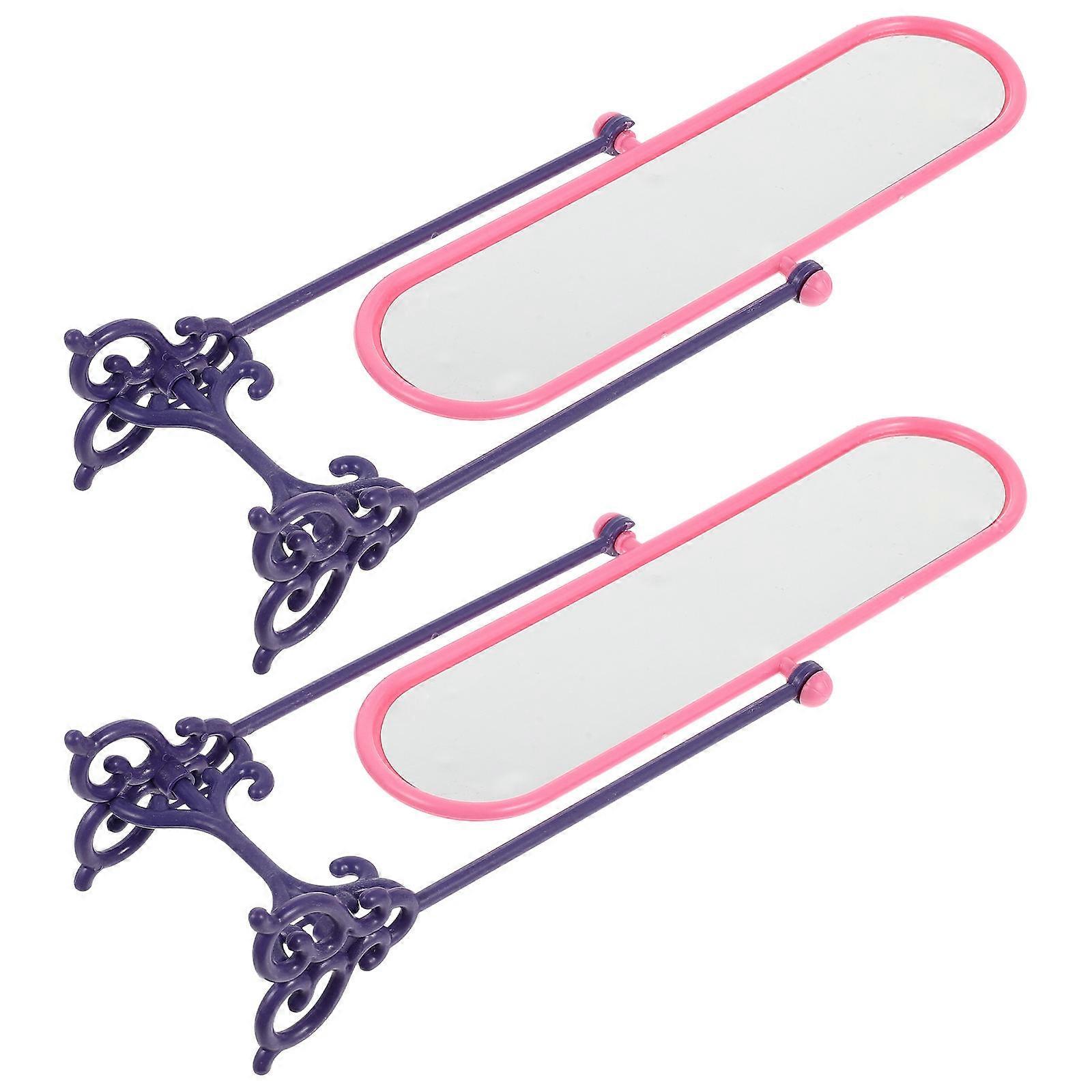 2pcs Rotated Floor Mirror Mini Decor for Dollhouse Stylish Home Accessory to Enhance Imaginative Play and Coordination Skills for Doll Lovers