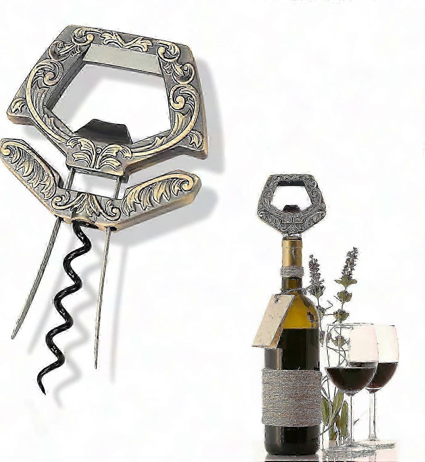 3 in 1 Ah So Two Prong Wine Opener for Older & Fragile Corks - Easy Uncorking for Connoisseurs