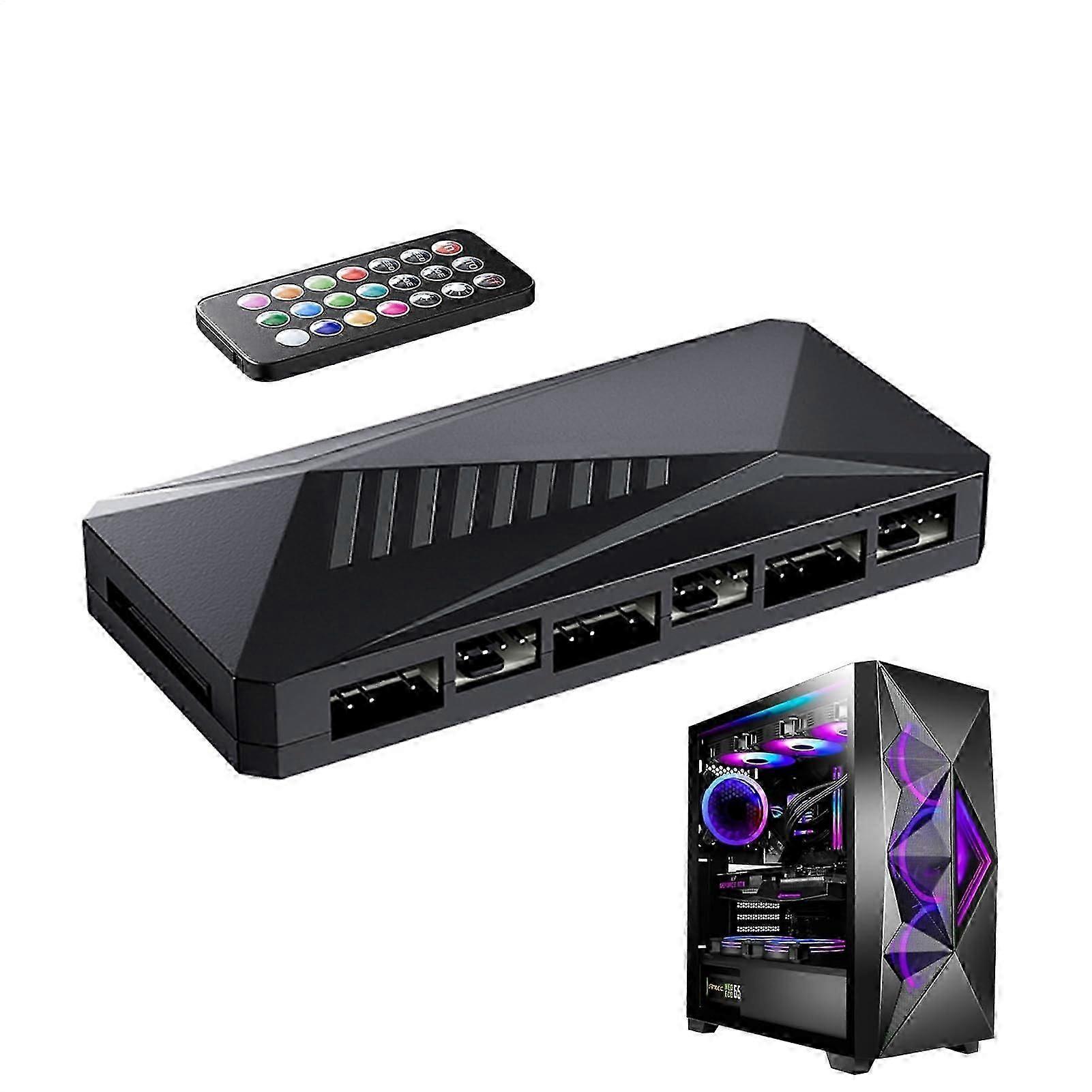 Lüfter-Hub, Fernbedienung PWM 5V ARGB-Controller, magnetischer RGB-Cool-Hub