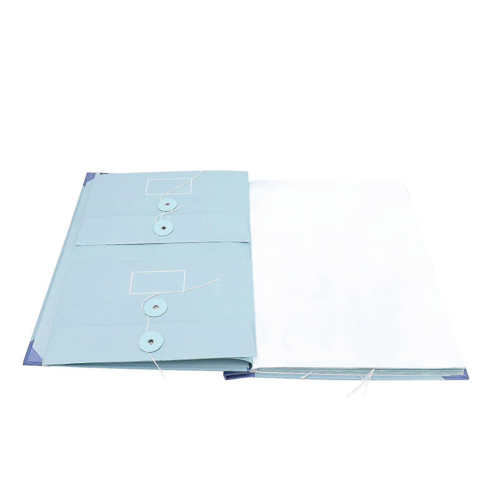 File Folder with Sticker Labels Portable 12 Envelopes Document Organizer Binder for Important Papers Letters Blue