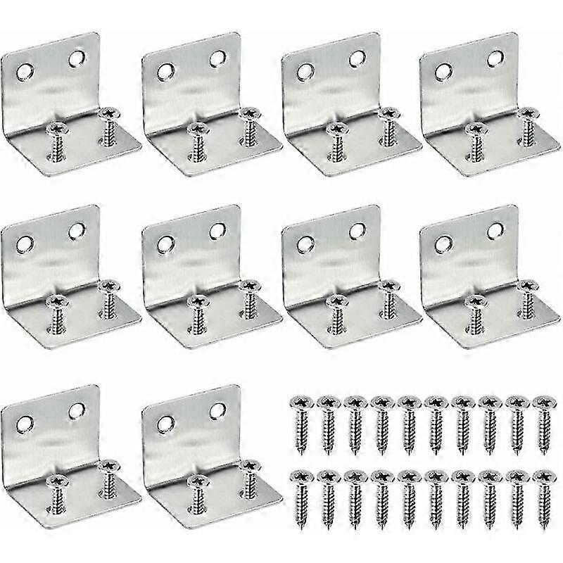 Stainless Steel Fixing Bracket Assembly Brackets 30x37x1.3mm 10 PCS L-Shaped Corner Bracket Right Angle Bracket--