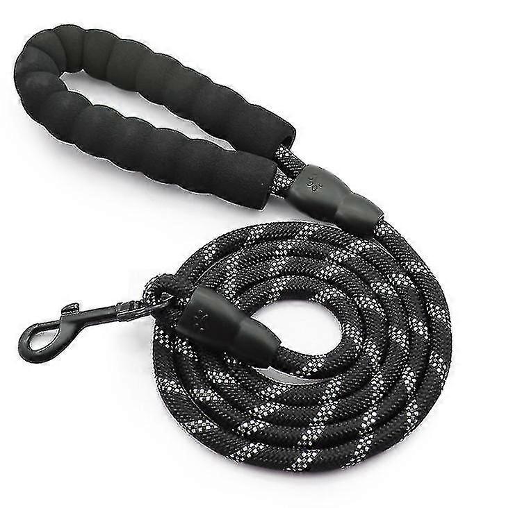 L Black Pet Leash, Reflective Nylon Rock Climbing Round Rope Dog Le...