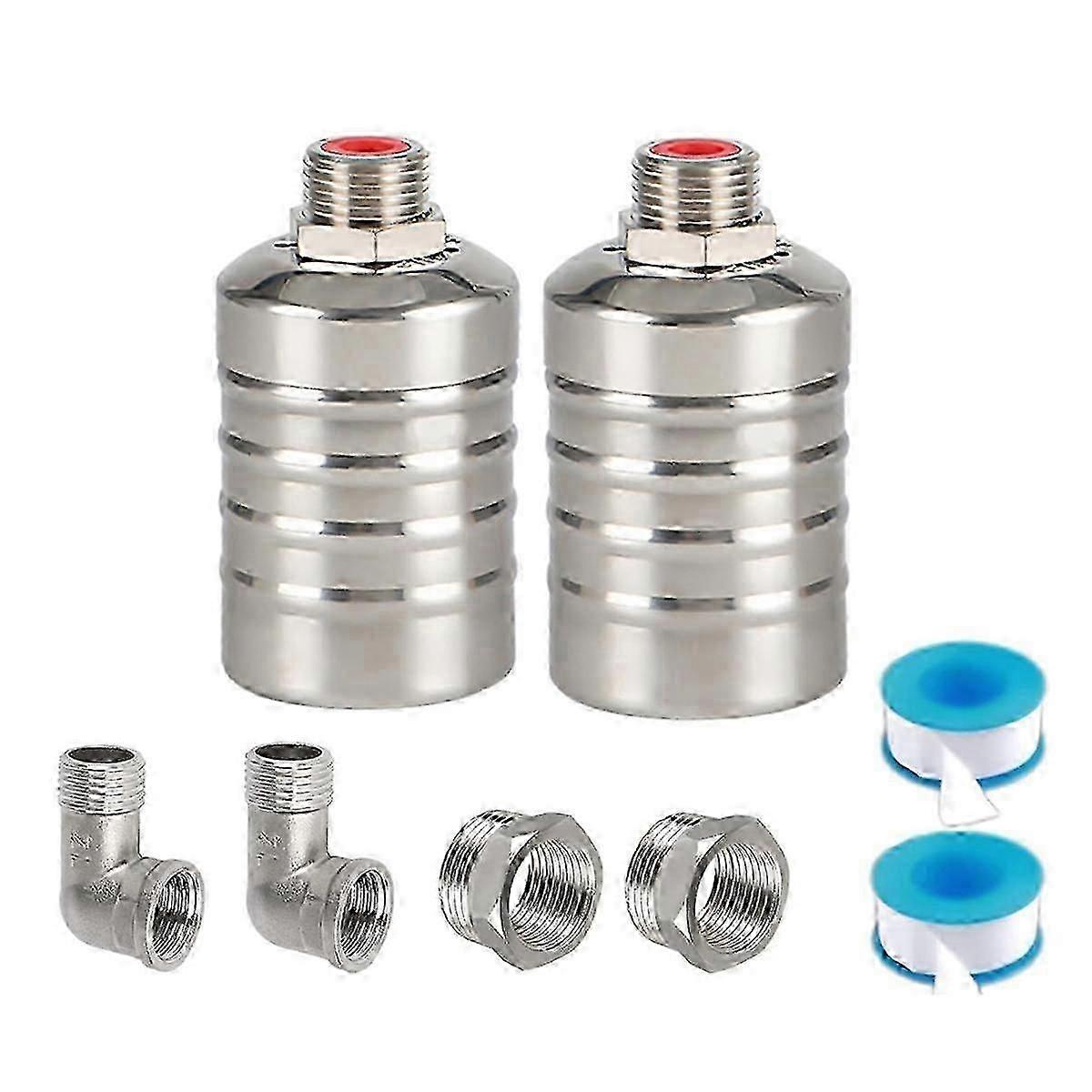 2パック1/2インチ3/4インチ自動充填シャットオフ水タンクフロートバルブ、304ステンレス鋼水レベルC