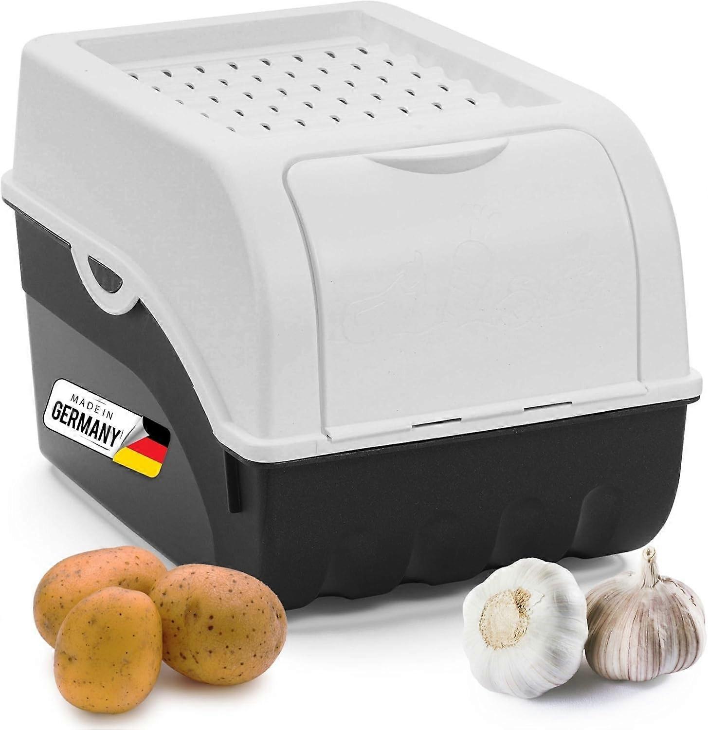 Kartoffel Aufbewahrungsbox | mittel 5L | Weiss | Kartoffelbox | Gemüsebox stapelbar Zwiebelbox Kartoffelkorb Obstbehälter Kartoffelkiste Zwiebel Aufbe