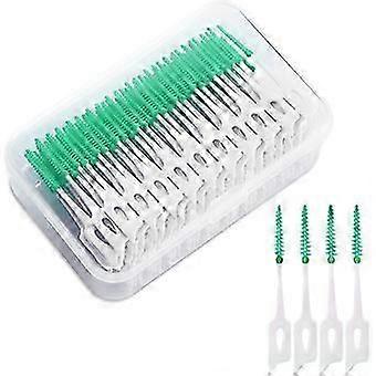 200 Pieces Interdental Brushes Soft Silicone Toothbrush Dental Floss Tooth Cleaning Tool Dual Purpose Dental Floss Stick For Dental Cleaninggreen