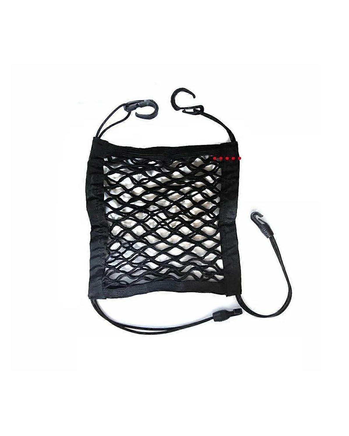 Car Storage Net Bag 1Pc Universal Elastic Polyester Mesh Seat Organizer With Hook Between Seats