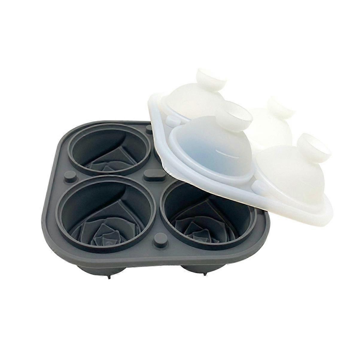 3D Rose Ice Square Mold,Ice Square Trays,Make 4 Giant Cute Flower Shape Ice,Dishwasher Grey Fun Big