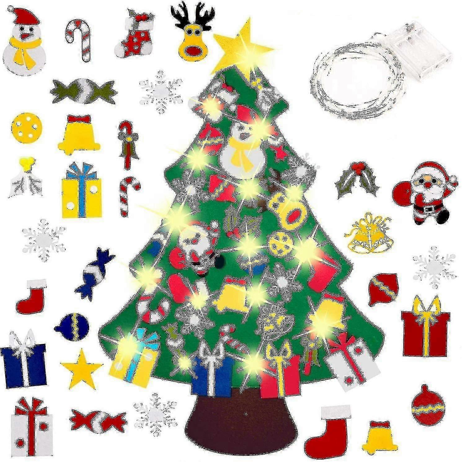 30pcsの装飾品とDiyフェルトクリスマスツリーギフトハンドメイドハンギング装飾