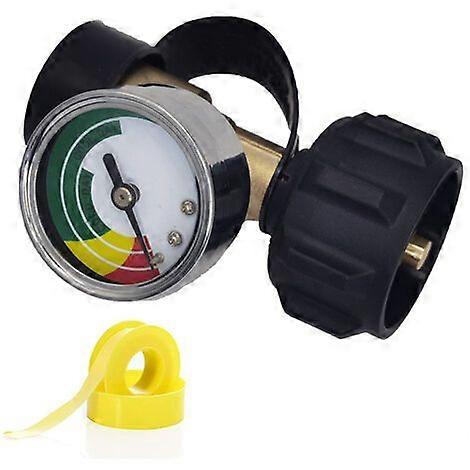 QCC Propane Tank Adapter with Universal Propane Gas Pressure Meter Level