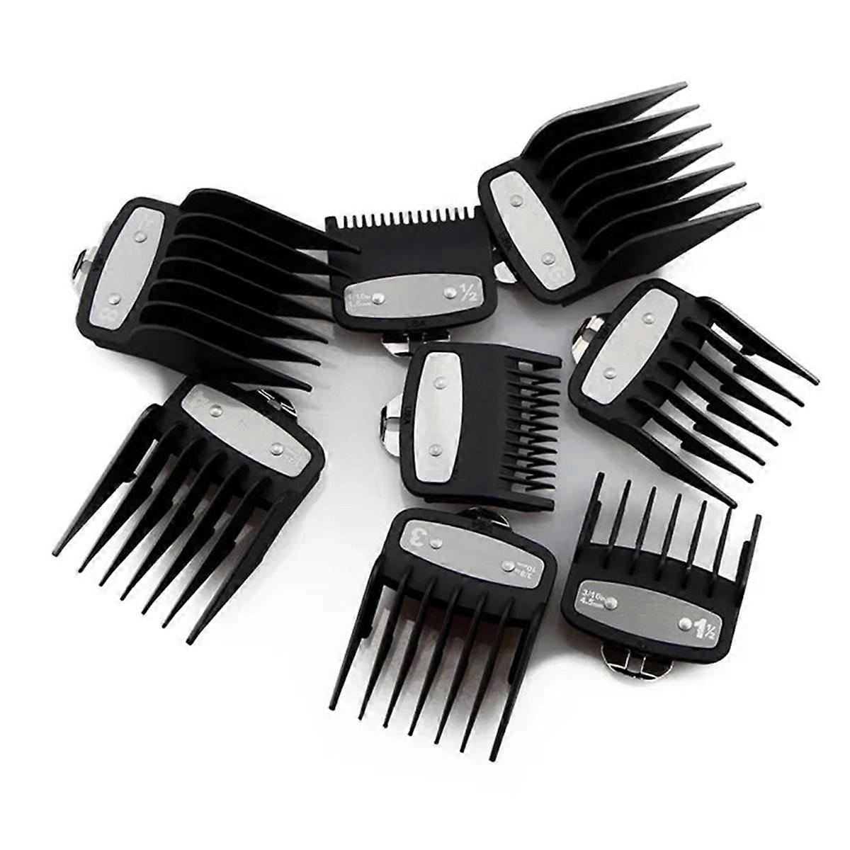 8Pcs Professional Limit Comb Cutting Guide Combs Set for & & Clipper Comb Guard Barberia Black