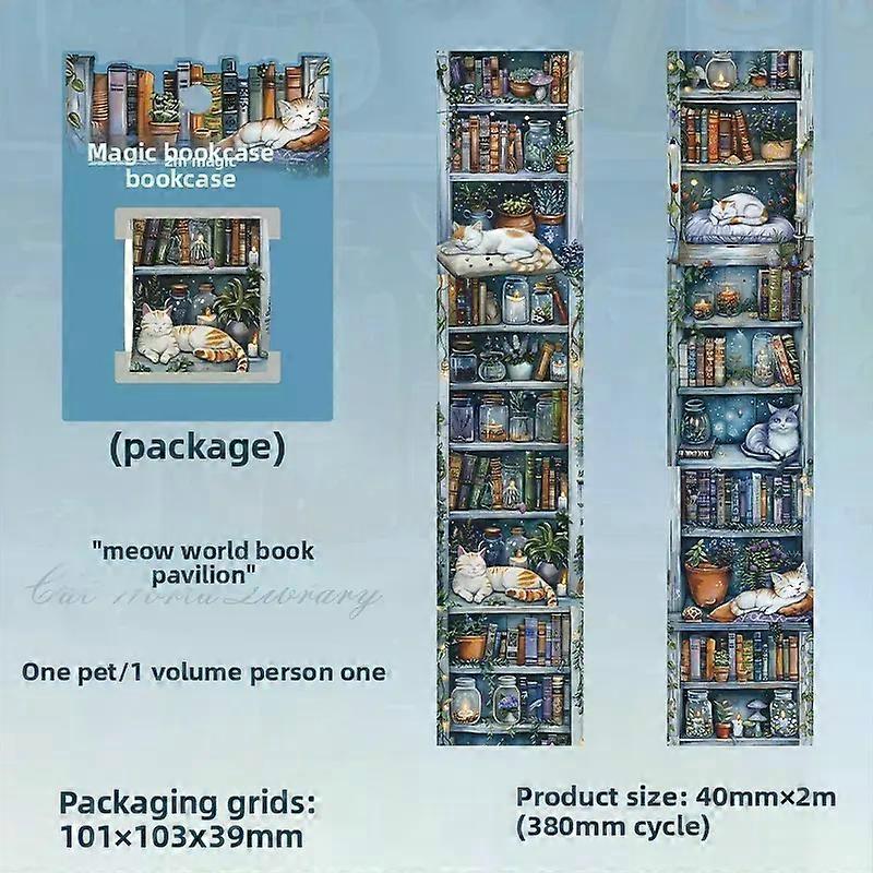 Journal GO 4x200cm Vintage Bookcase Tape Stickers for Collage Junk Journal Scrapbooking Decor Reading Landscape Masking Tape