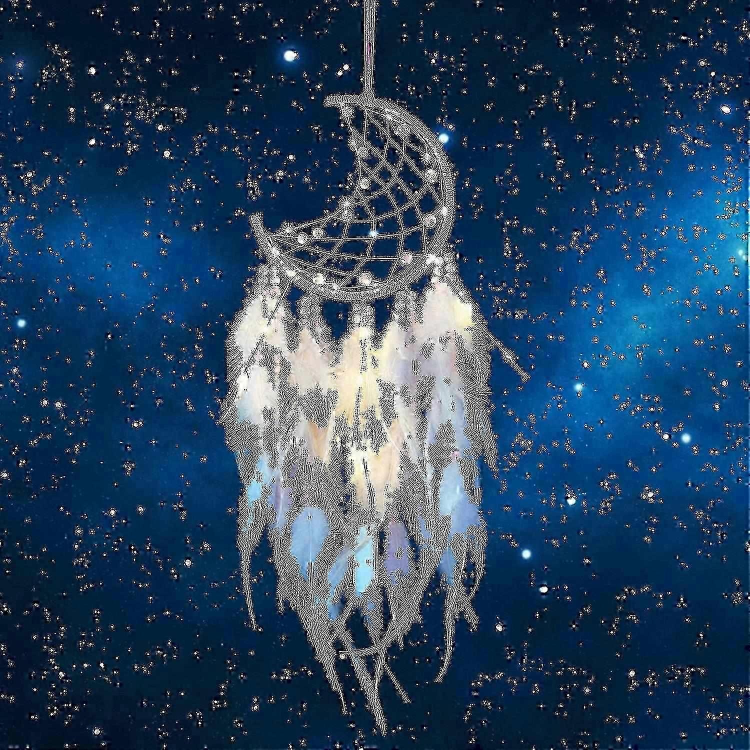 Luminous Handmade Feather Dream Catcher for Bedroom Decor