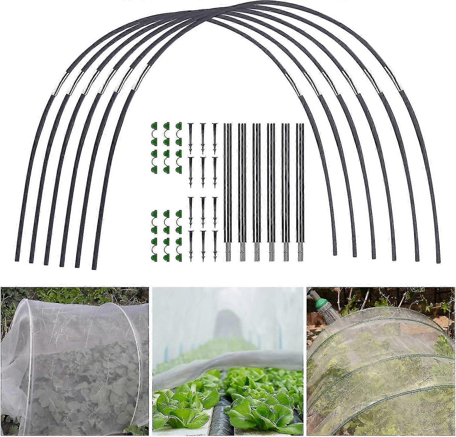 Greenhouse Frame Garden Hoops, 4pc Support System for Plant Netting & Covers