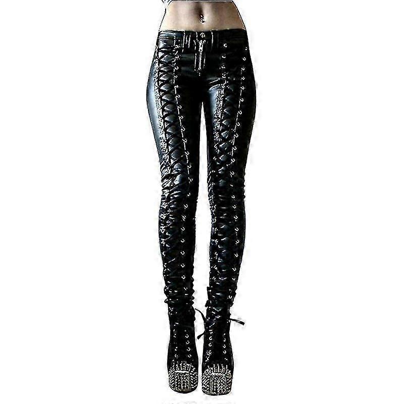 Legging skinny en simili cuir femme punk gothique pantalon PU