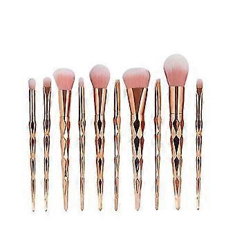 Set di spazzole per il trucco dei capelli sfumato da 10 pezzi (oro rosa)