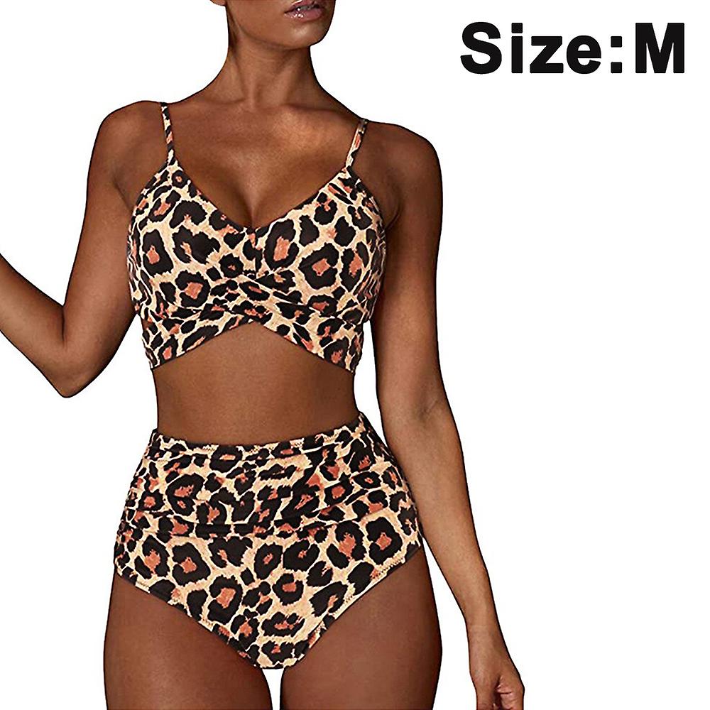Women's High Waisted Bandage Bikini Set Wrap Two Piece Push Up Swimsuits Cross Pattern Women's Swimwear