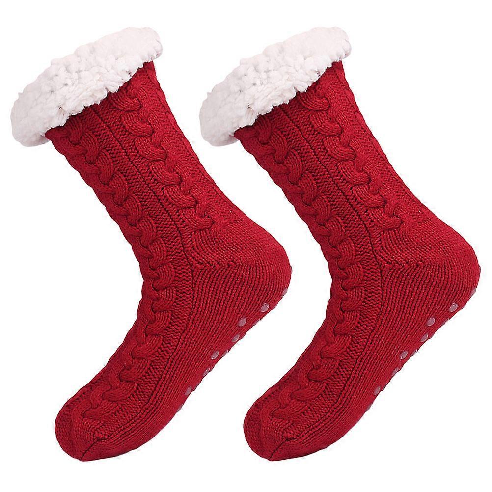 Thermal Socks Warm Slipper Socks for Moisturizing 5Pairs Dark Red