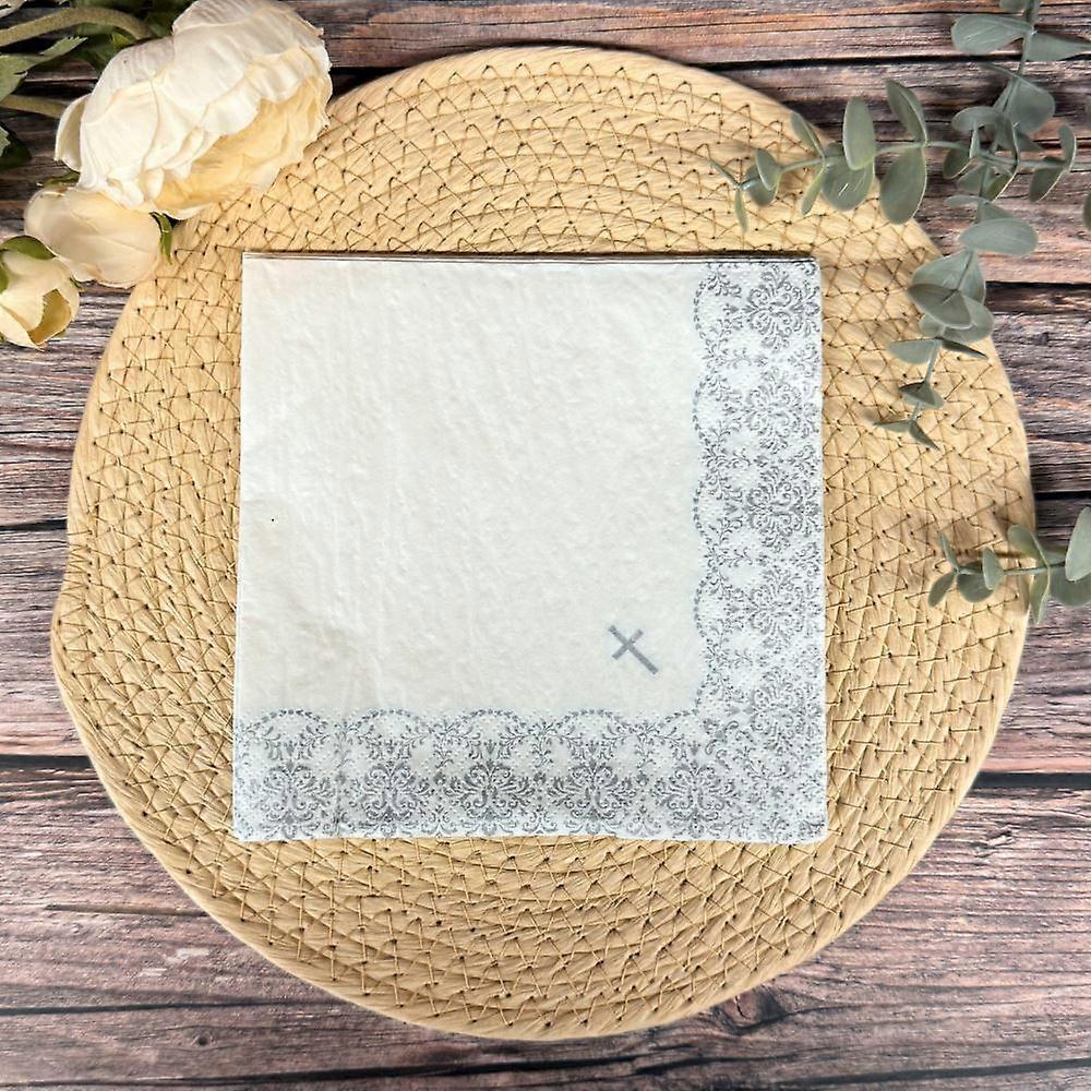 Religious Cross Napkins - Silver