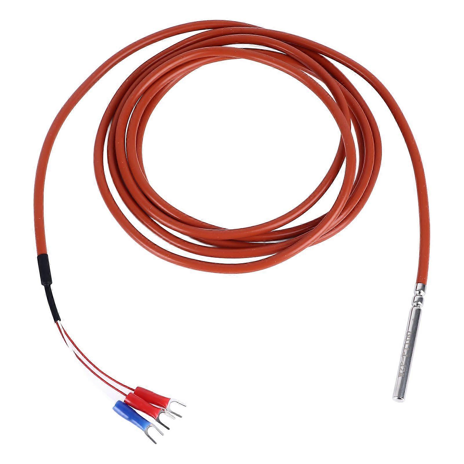 Temperature Sensor Probe 2m Stainless Steel Waterproof Knurl PT100 50350 Thermal Resistance Temperature Sensor