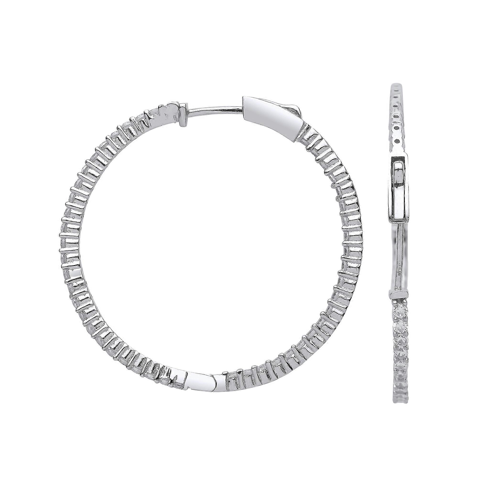 Jewelco London 女士纯银立方氧化锆内外永恒圈形耳环 36 毫米