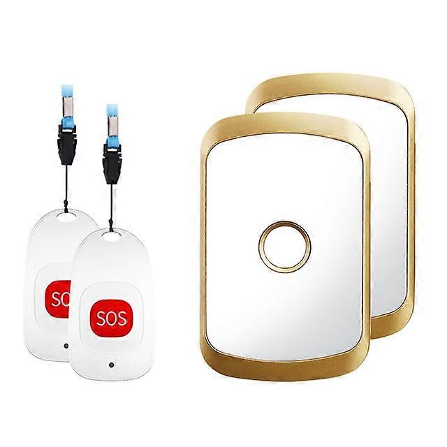 C20 Smart Home Wireless Doorbell Elder Emergency Alarm EU Plug 80m Remote Emergency Call Bell 2 Rece