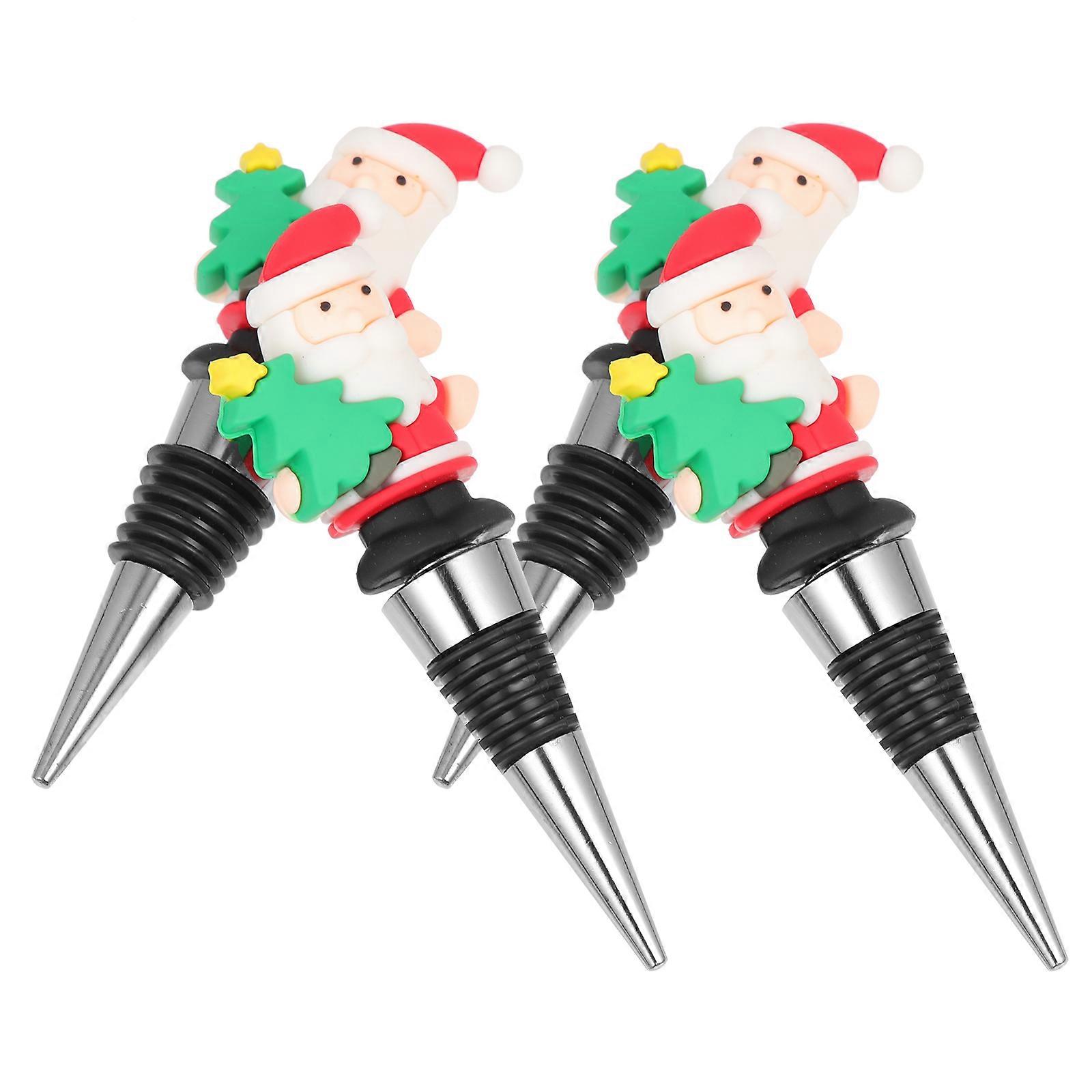 Seals Christmas Stoppers Cap Assorted Color Zinc Alloy and Pvc Sealing 4Pcs