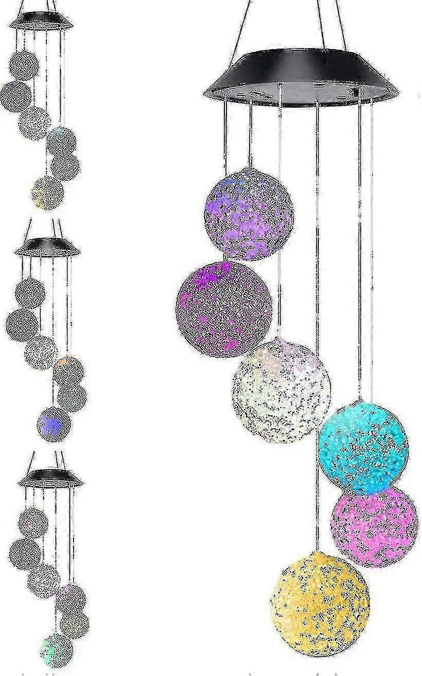 Crystal Swinging Balls Solar Color Changing Lights Wind Chimes Unique Outdoorcolor2