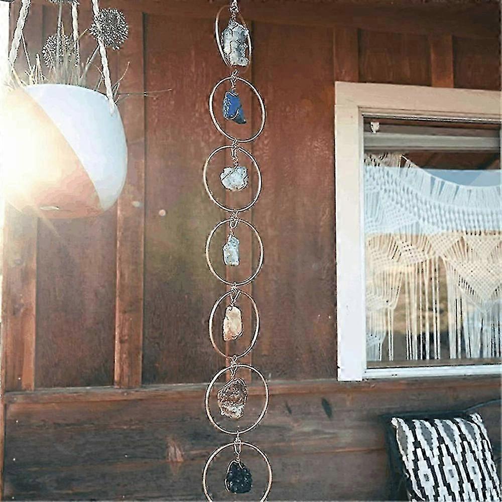 Chakra Gemstones Healing Crystals Wind Chimes - Decorative Window Car Hanging Ornament