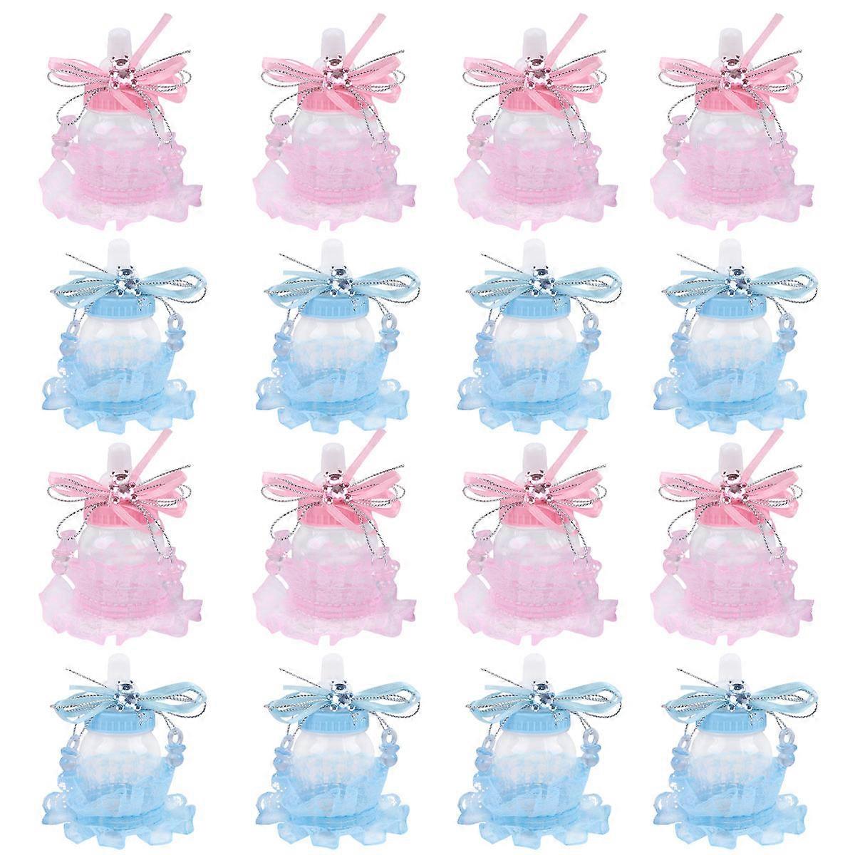 Milk Bottle Candy Box for Storage 24Pcs Blue Plastic Wedding Candy Boxes with Bear