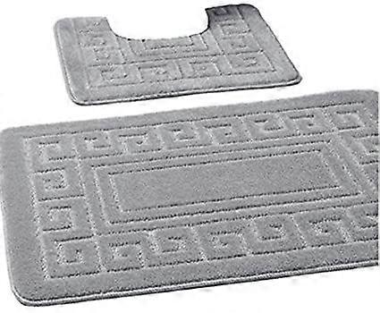 2 Piece Bath Mat Set Non-Slip 13 Colours (Grey)