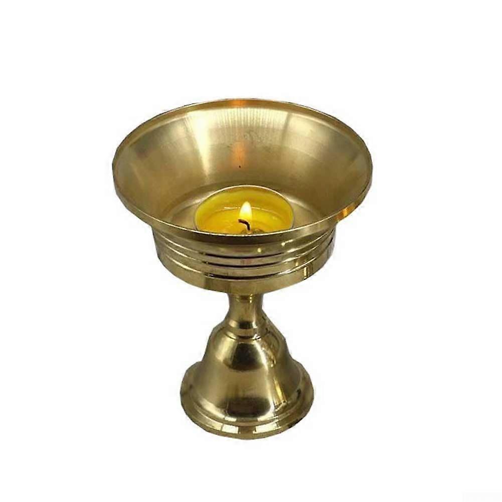 Copper Base Holder for Butter Lamps, Long Burning Lamps, Stable Design for Religious and Decorative Use, 6-Inch Size