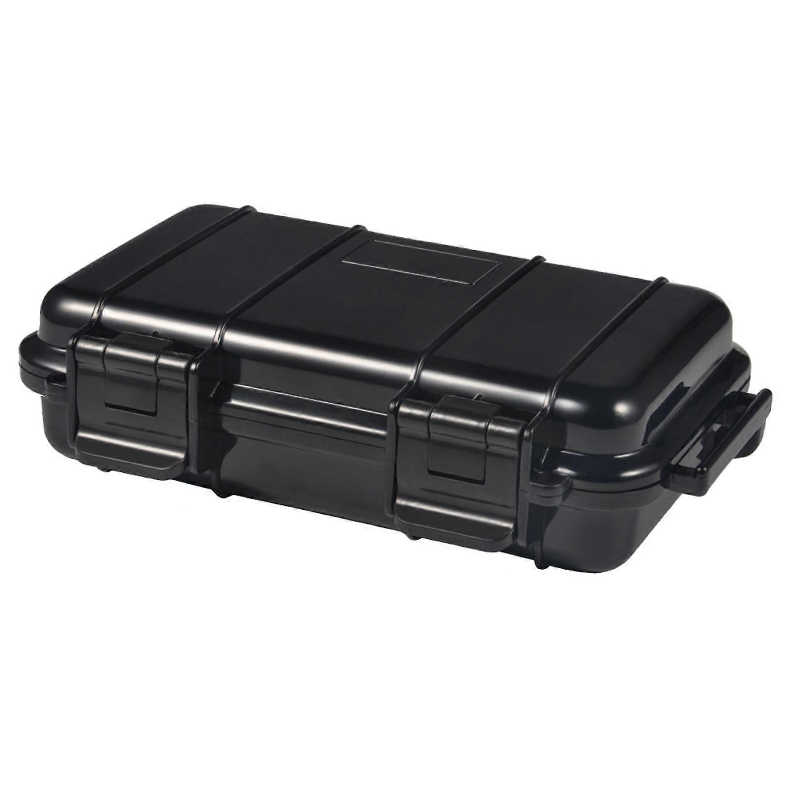 Waterproof Box Shockproof Dry Storage Box with 2 UShape Buckle for Fishing Camping Hiking (Black L)