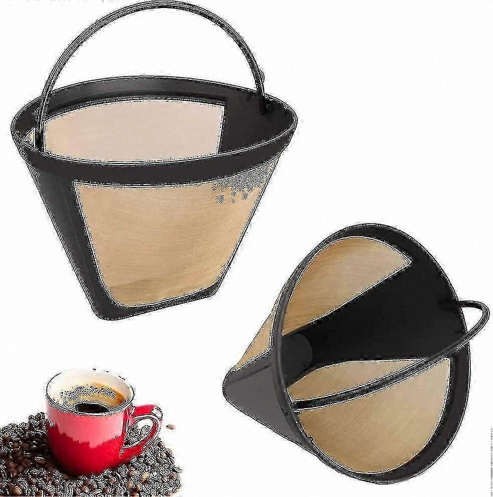 2-Pack Durable Coffee Filters, Reusable Mesh Design, Stainless Steel Permanent Coffee Filter Net for Eco-Friendly Brewing