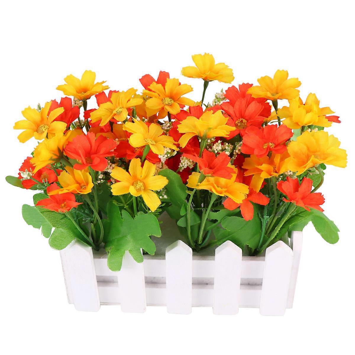 Artificial Flower Arrangement Simulation Fence Adornment Yellow For Photography Props Home Decoration 3Pcs