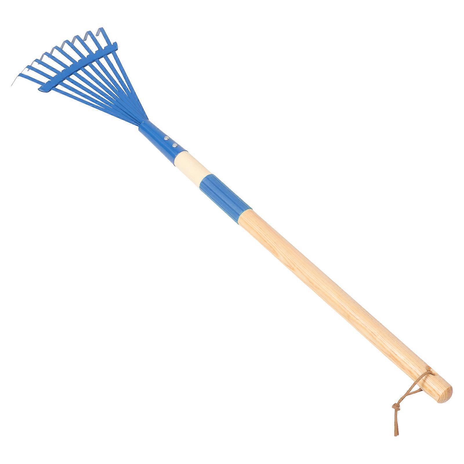 Durable Lightweight Kids Lawn Rake With Wooden Handle Ideal For Gardening Tasks Encouraging Interest In Outdoor Activities 1Pack