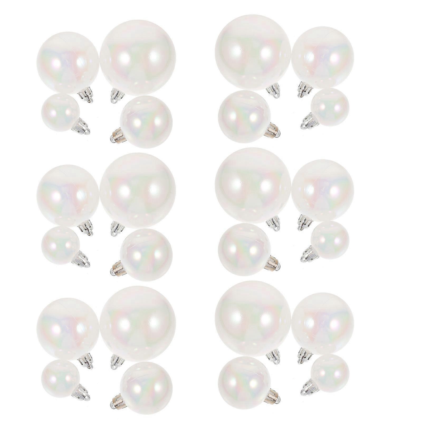 80Pcs Christmas Ball Ornaments Decorative Plastic Hanging For Tree Wall Door Window In White Creating Festive Atmosphere