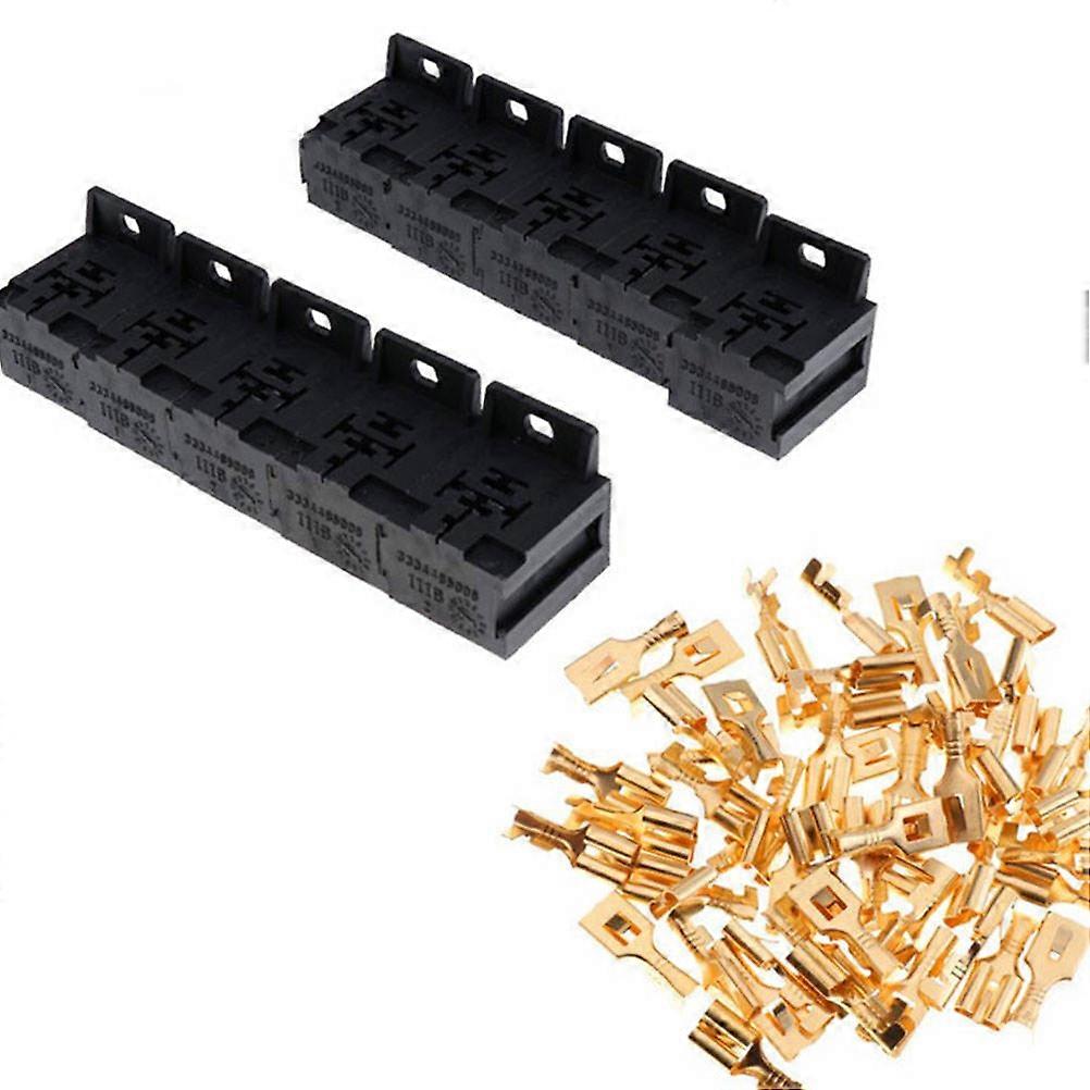Relay Socket And Terminal Bracket Set For Automotive Electronics Control In Black 10Pcs Design For Car Modification