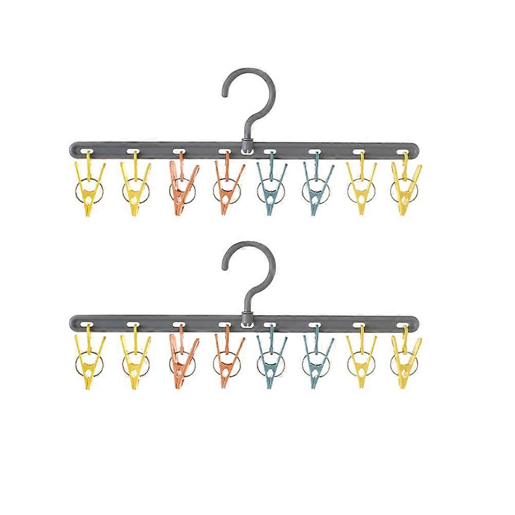 Plastic Clothes Drying Clamp Clothes Hanger for Home 2Pcs Grey