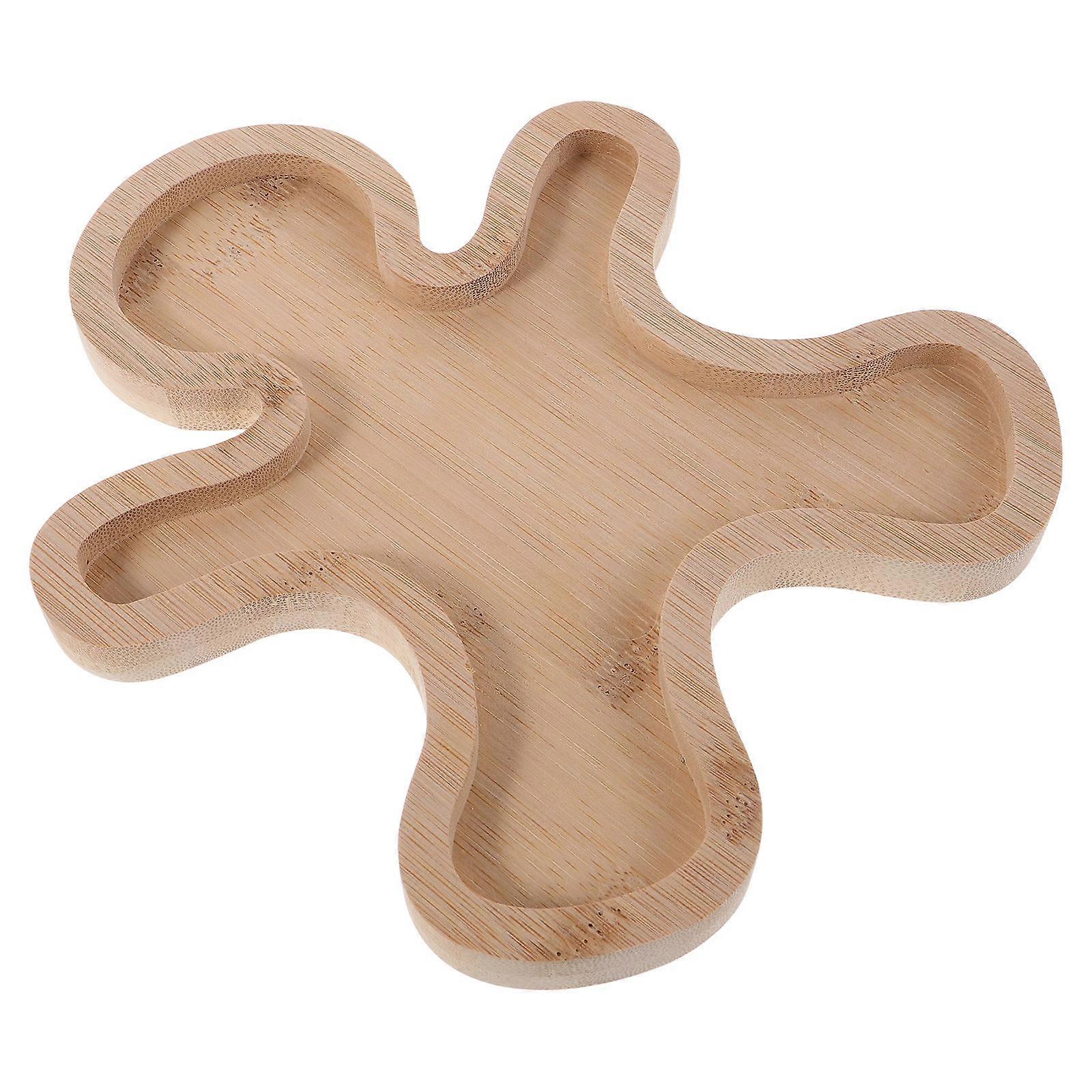 Gingerbread Serving Tray Wood Serving Platter for Snacks 5Pcs Pack