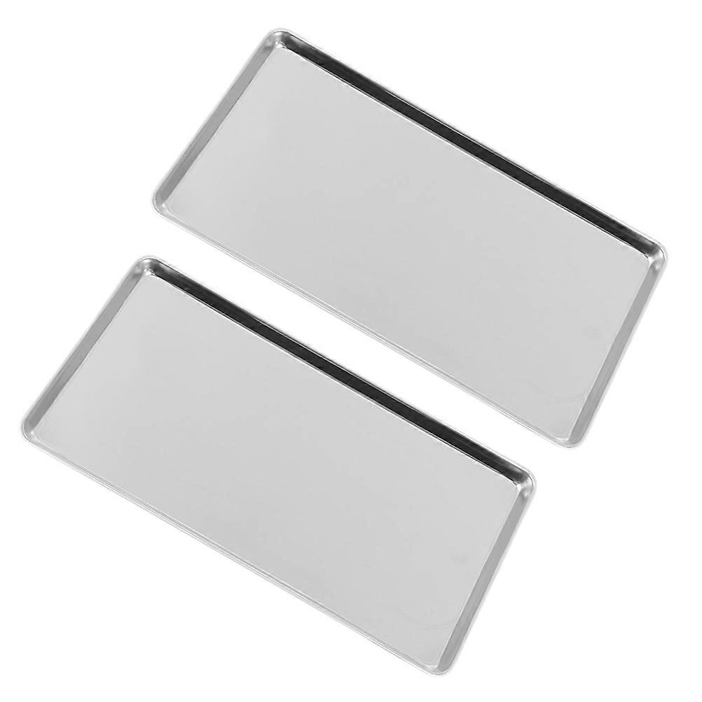 Silver Stainless Steel Tray for Kitchen Use 4Pcs Rectangular Pan