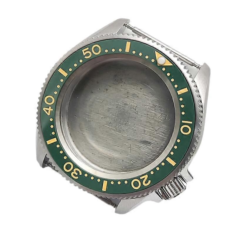 38mm Men's Watch Case Sapphire Crystal 5ATM Water Resistance Watch Accessories for NH35/36 Movement (Green with Gold-Plated Bezel)