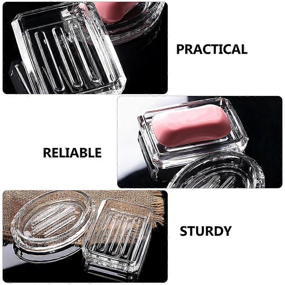 Bathroom Shower Soap Holder Clear Soap Container Protects Sink Area from Soap Square Shape 1 Set