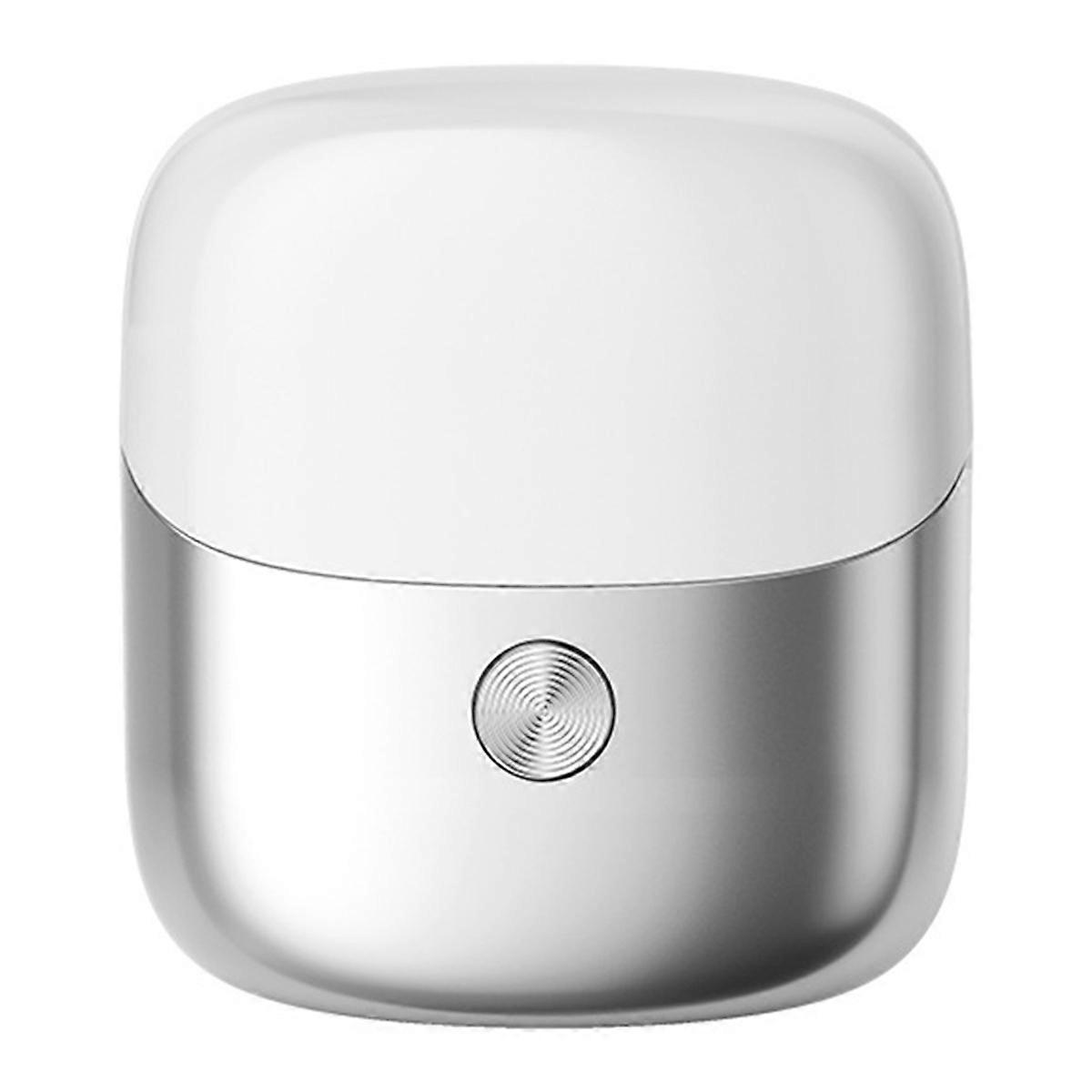 Mini Electric Shaver Portable Rotating for Men Silver