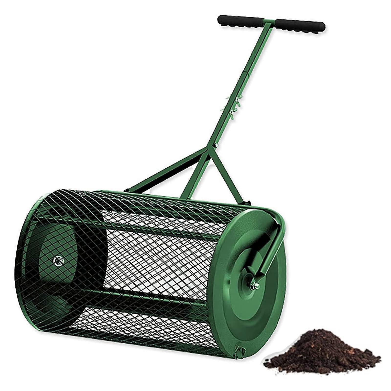 Lightweight Compost & Peat Moss Spreader, Adjustable THandle Metal, Garden & Yard Use, Planting & Lawn Fertilization