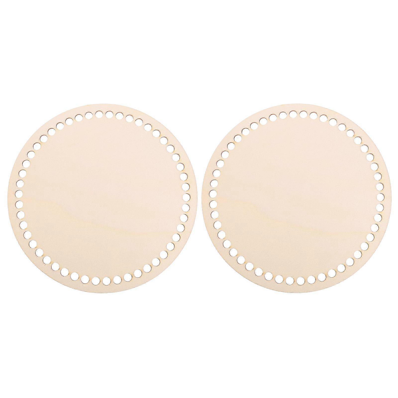 2pcs Cesta de madera natural Círculo círculo blanco Bolsa de ganchillo sólido Base de madera