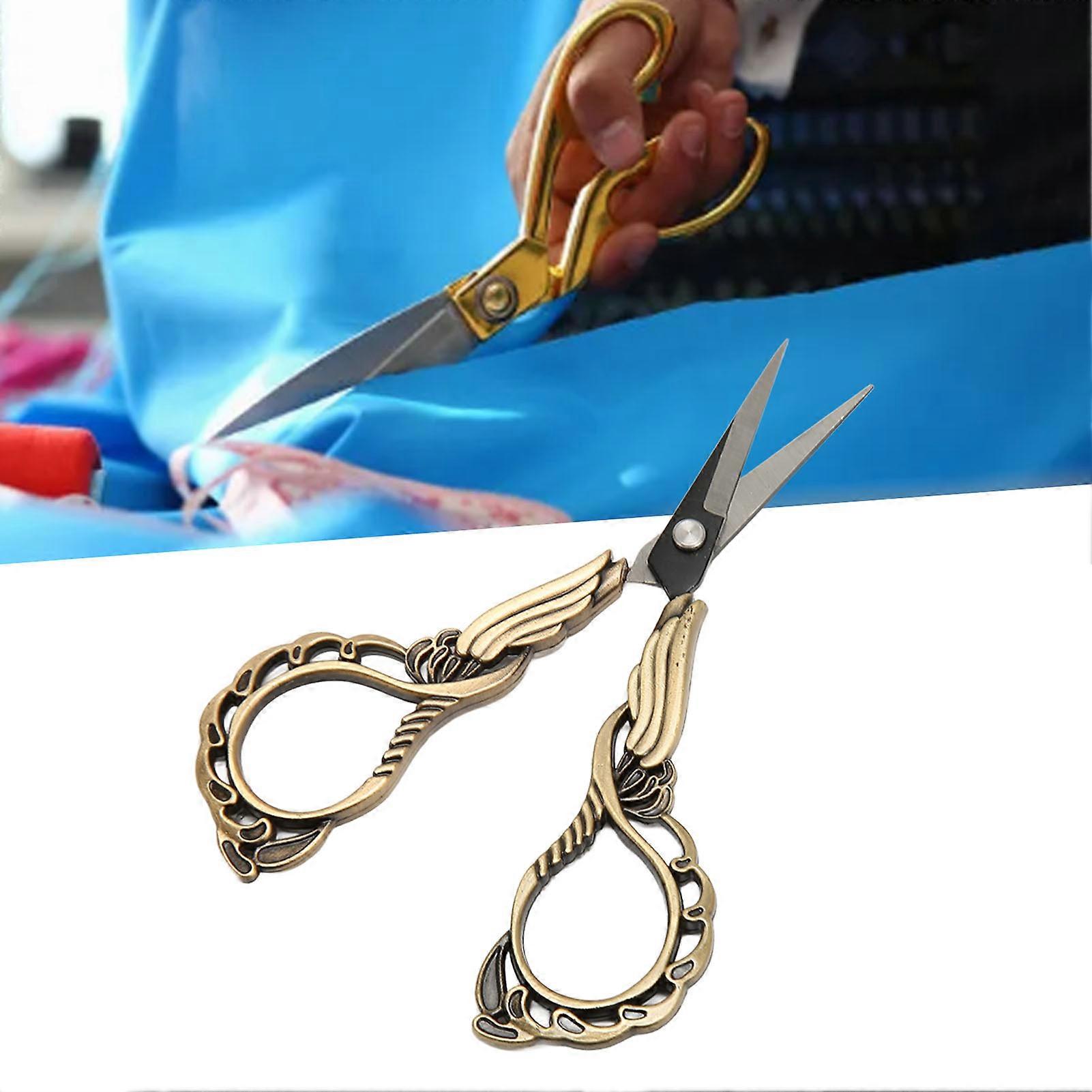 Retro Bronze Embroidery Scissors Sharp Stainless Steel Small 4.5"