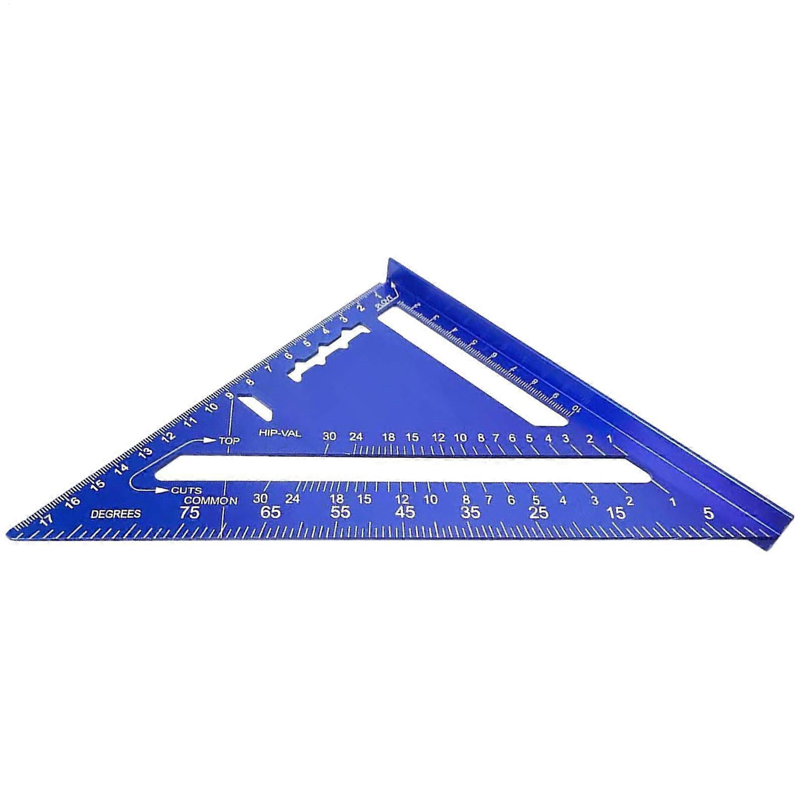 Triangle Ruler Metric Protractor Metal Precision Measuring Tool For Woodworking Carpentry Drafting Blue