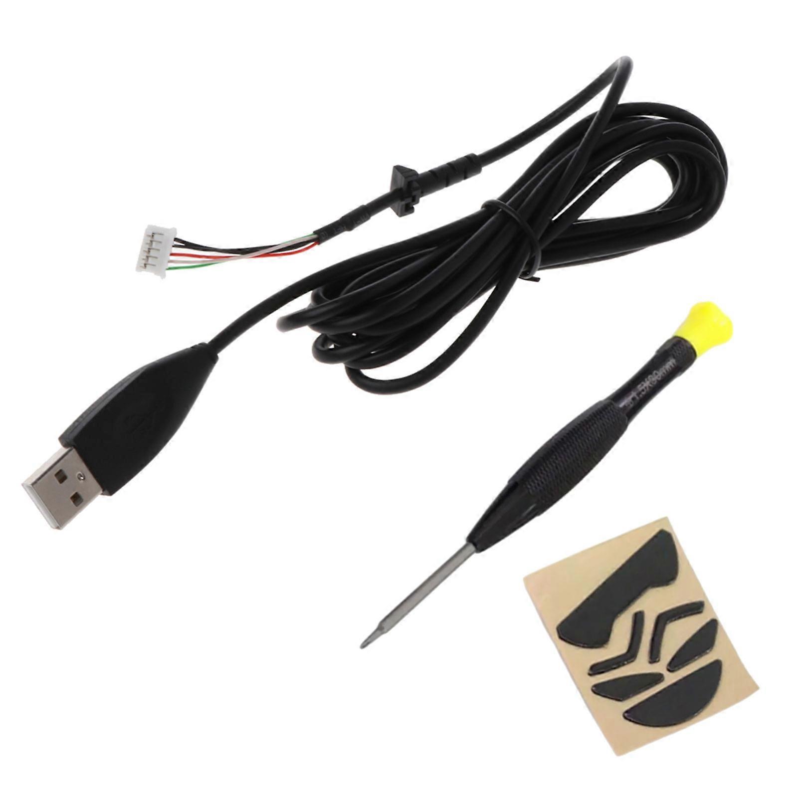 For G302 G303 Mouse Cable Replacement Set With Anti Frictions Feet Skates And Precise Screwdriver Multicolor