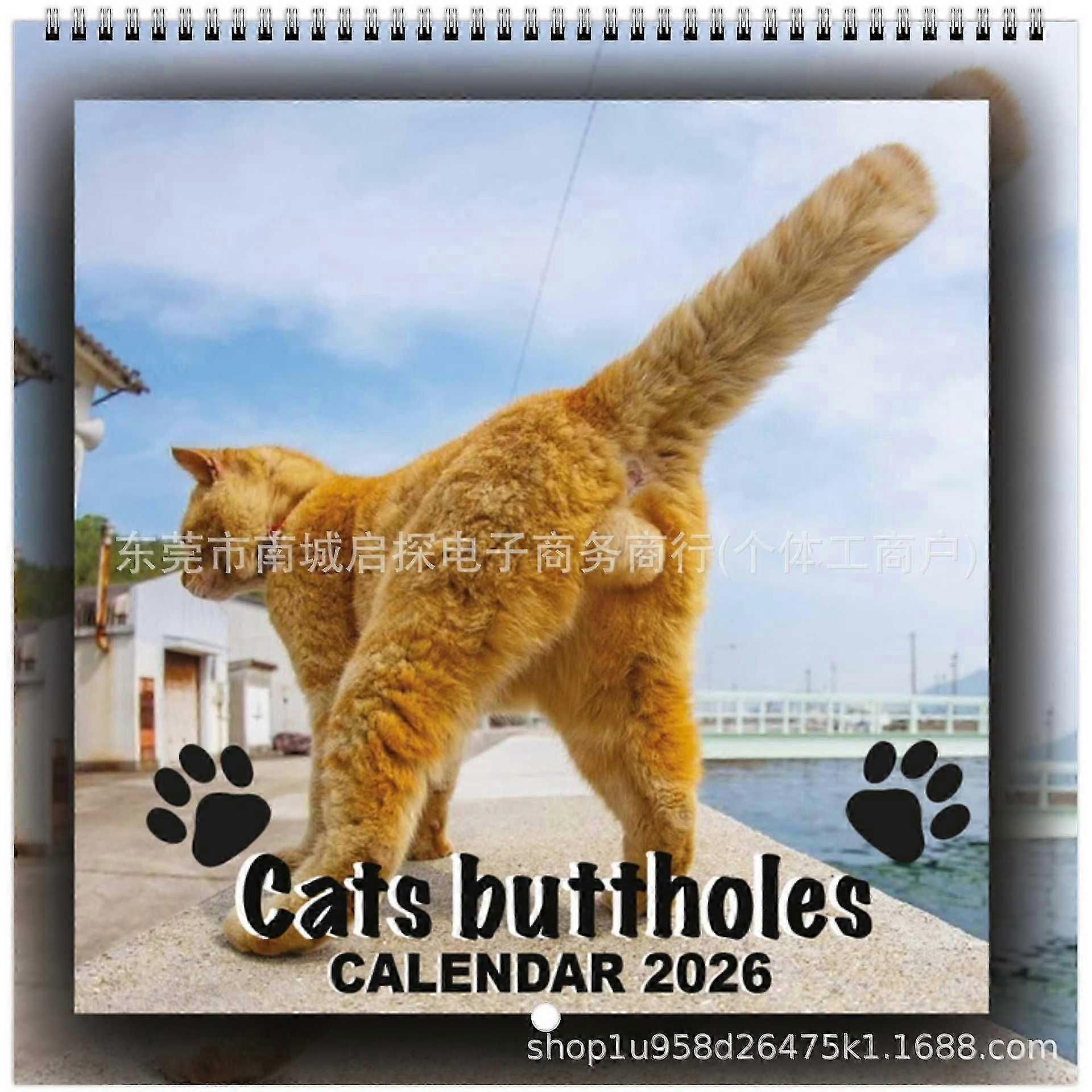 Cat Butthole Calendar 2026, Cat Balls Calendar Funny Cat Butthole Calendar, 12 Month Cat Balls, Cats Buttholes 2026 Calendar